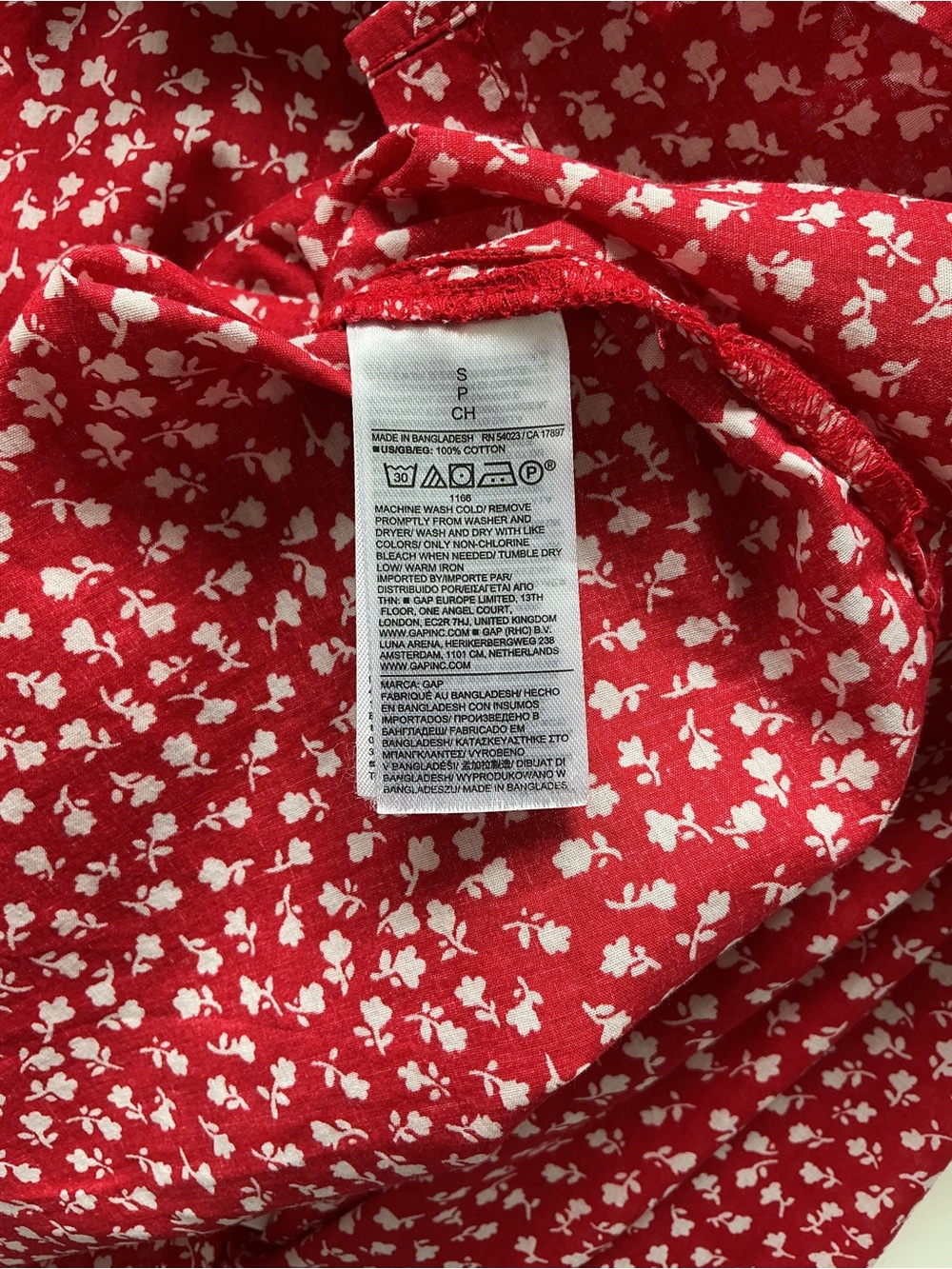 Gap Relaxed Button-Front Shirt, red floral print - Picture 9 of 9